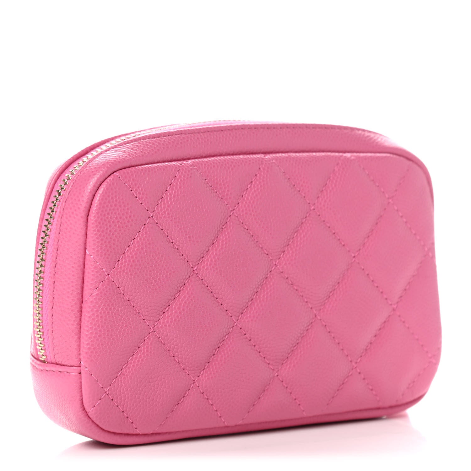 Chanel Caviar Quilted Small Curvy Pouch Cosmetic Case Pink 3 of 7