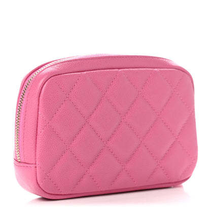 Chanel Caviar Quilted Small Curvy Pouch Cosmetic Case Pink 3 of 7