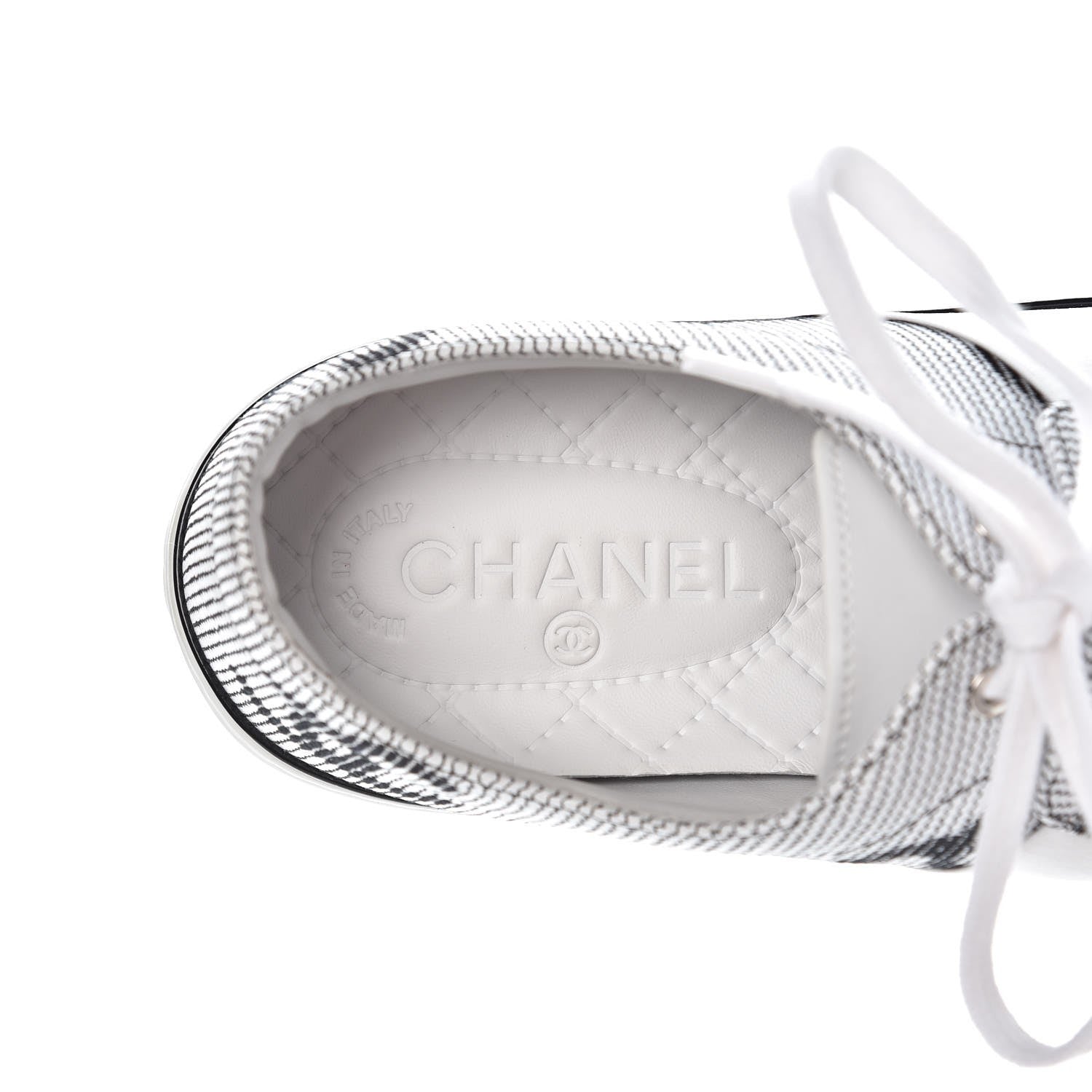 Chanel Embroidered Calfskin Womens CC Sneakers 39.5 Black White 8 of 12