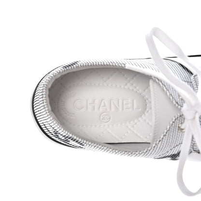 Chanel Embroidered Calfskin Womens CC Sneakers 39.5 Black White 8 of 12