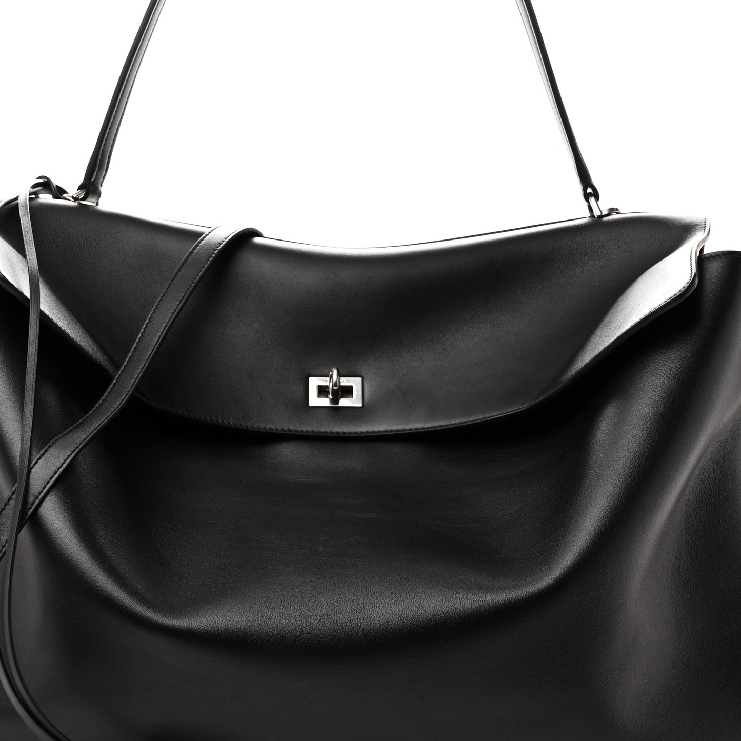 Smooth Calfskin Rodeo XL Top Handle Handbag Black