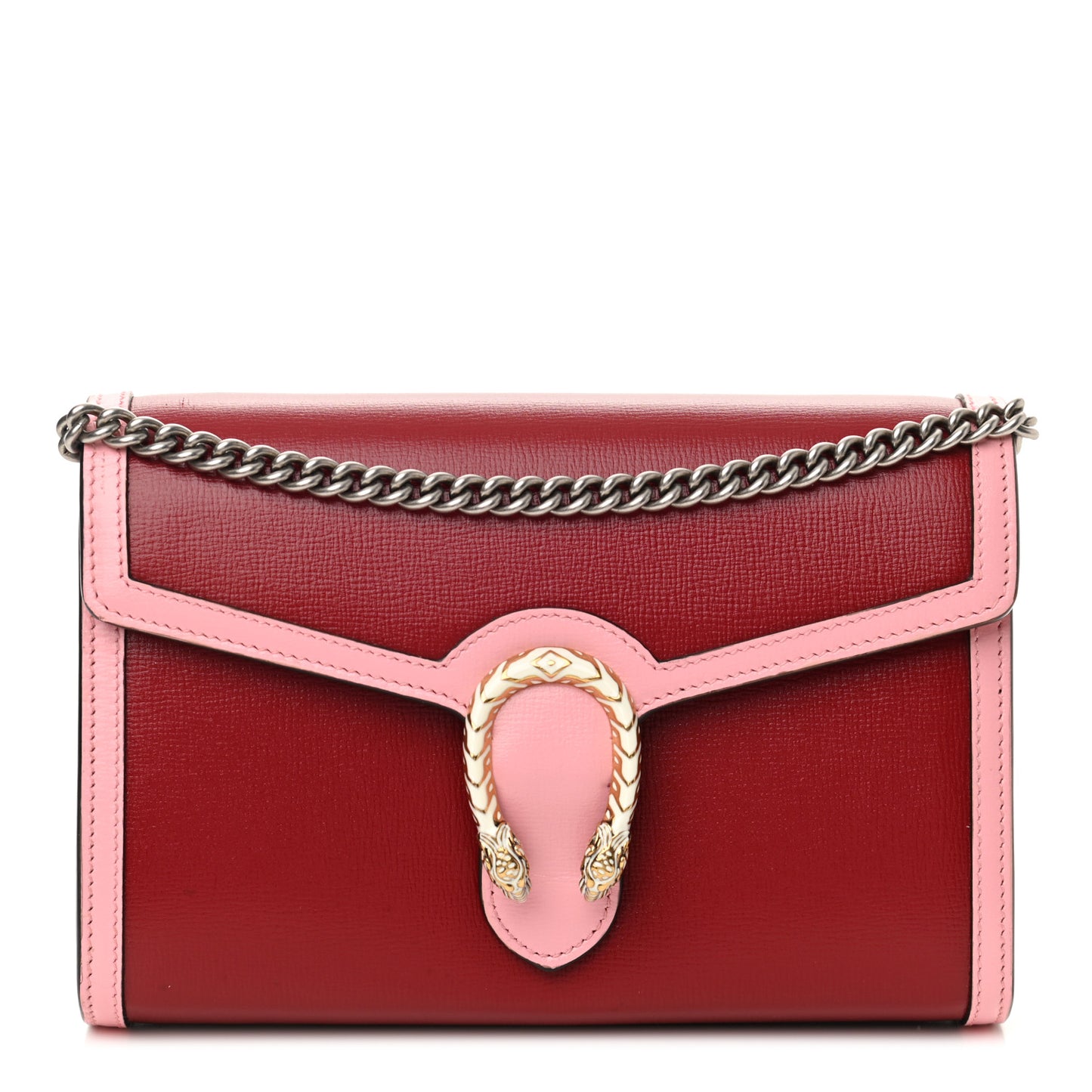 Azalea Calfskin Enamel Mini Dionysus Chain Wallet New Cherry Red Wild Rose Off White