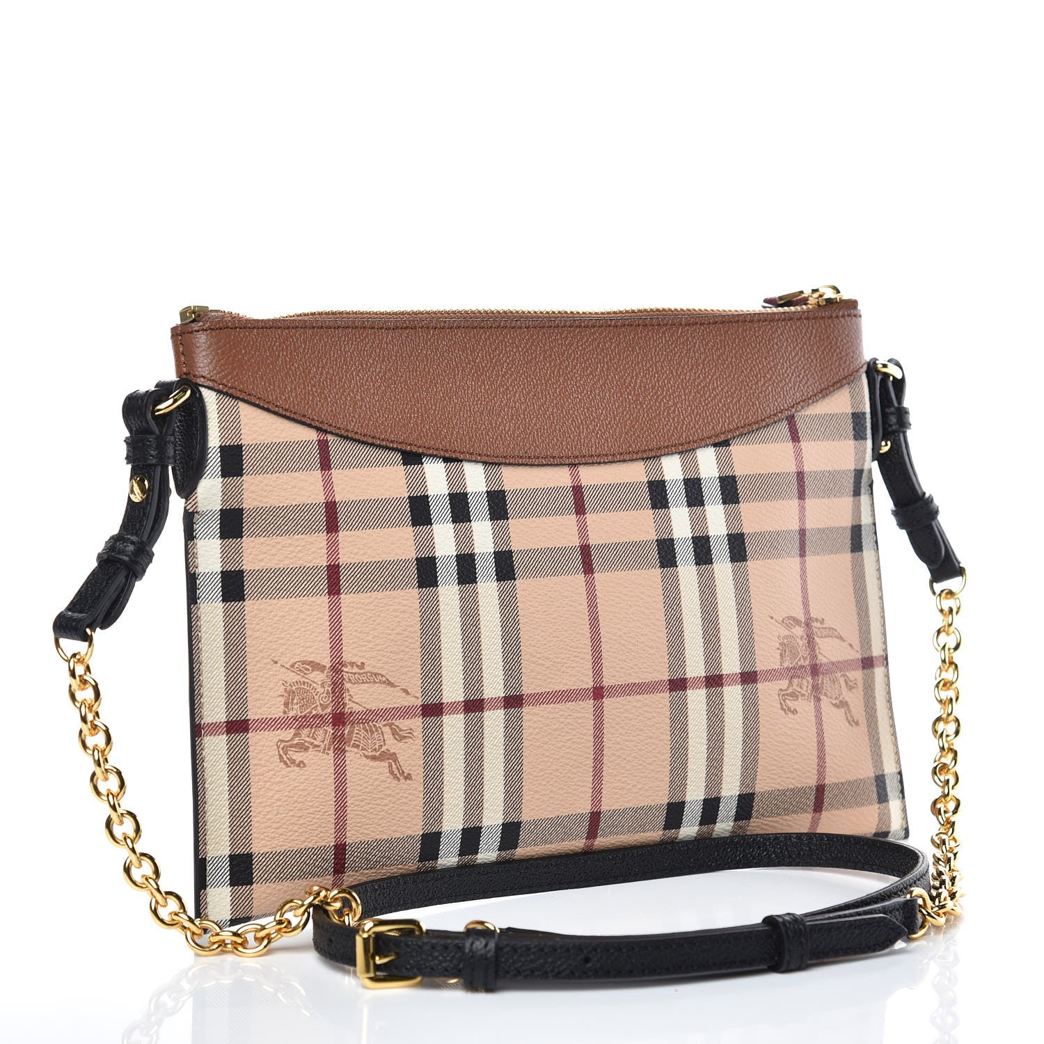 Burberry Haymarket Check Peyton Crossbody Clutch Bag Toffee 3 of 8