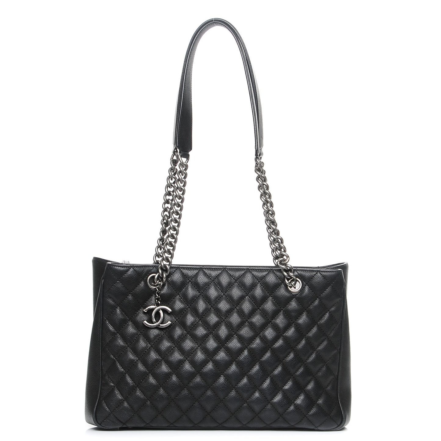 Caviar Quilted Medium Rock In Rome Tote Black