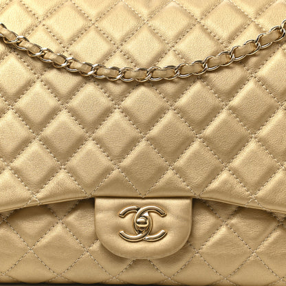 Chanel Metallic Calfskin Quilted Small XXL Travel Flap Bag Gold 8 of 11