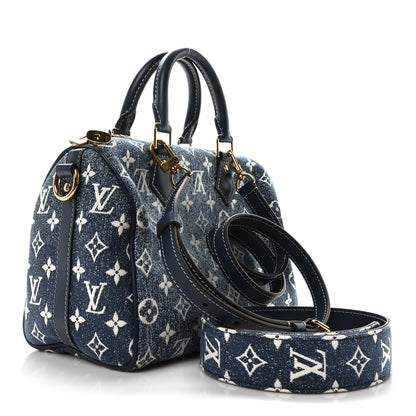 Louis Vuitton Monogram Jacquard Denim Speedy Bandouliere 25 Bleu 3 of 10