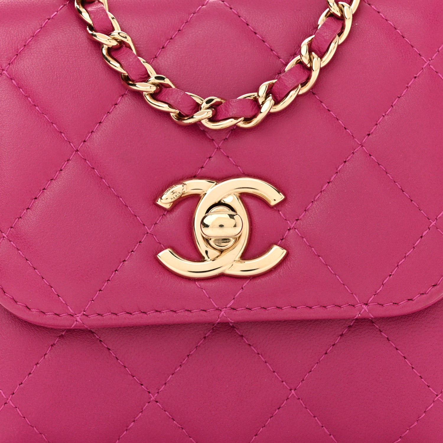 Chanel Lambskin Quilted Mini Trendy CC Clutch With Chain Fuchsia 8 of 11