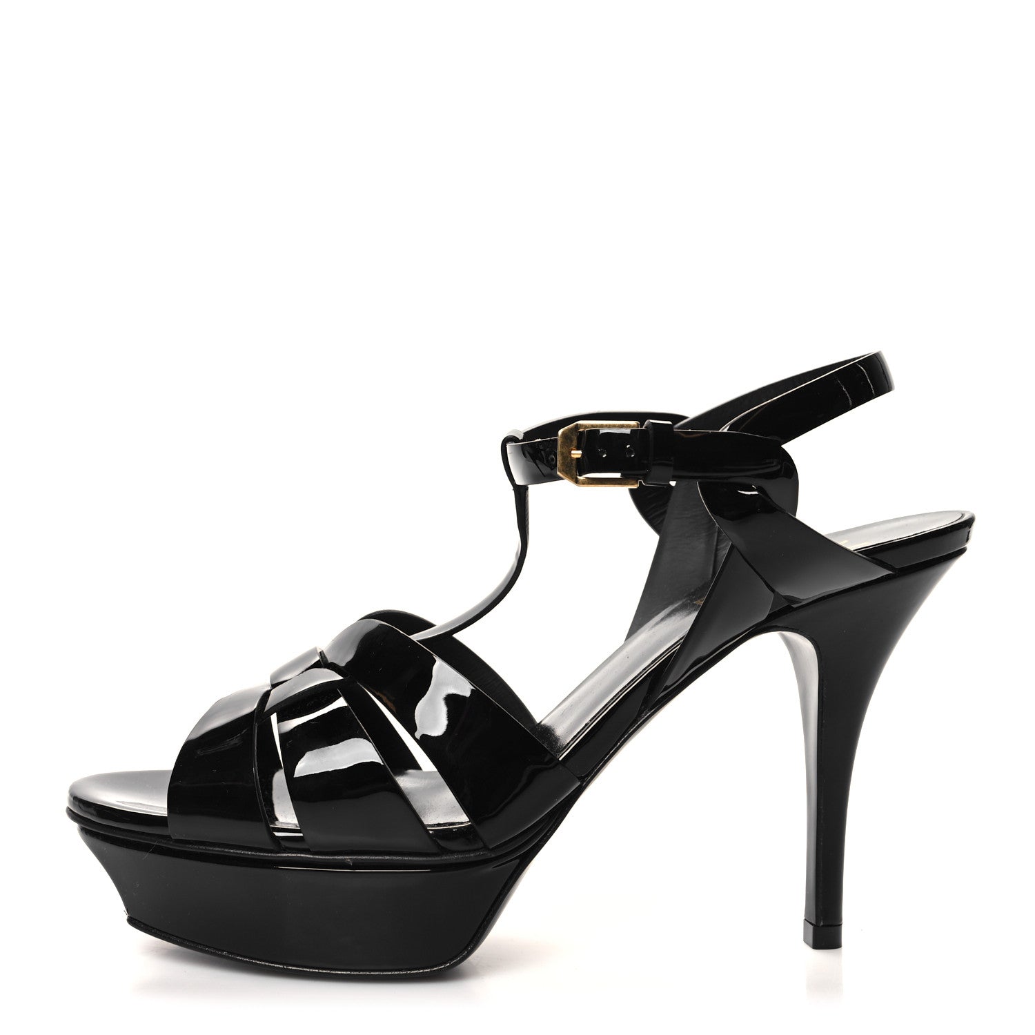 Saint Laurent Patent Tribute 75 Platform Sandals 39 Black 1 of 9