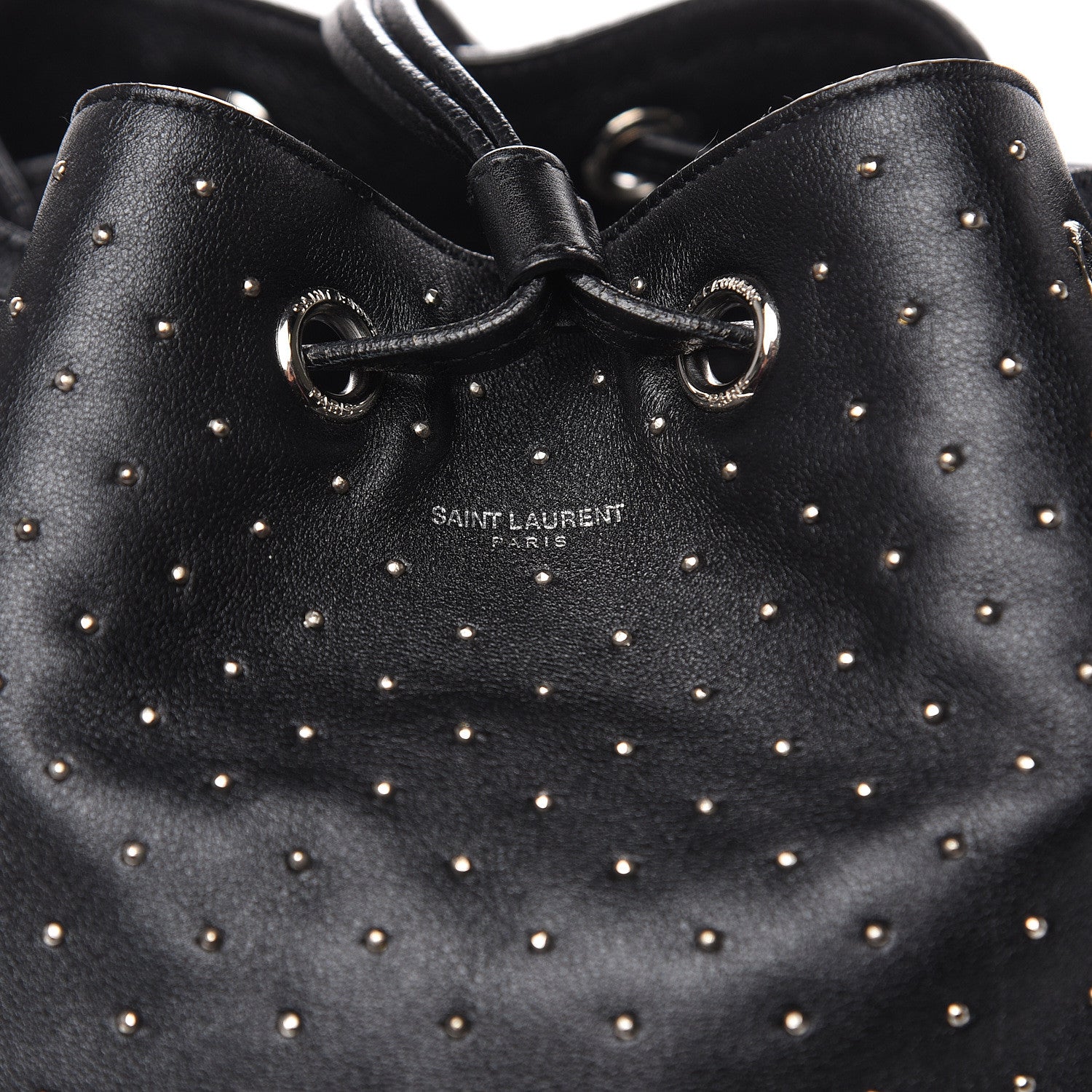 Saint Laurent Calfskin Studded Medium Emmanuelle Bucket Bag Black 8 of 15