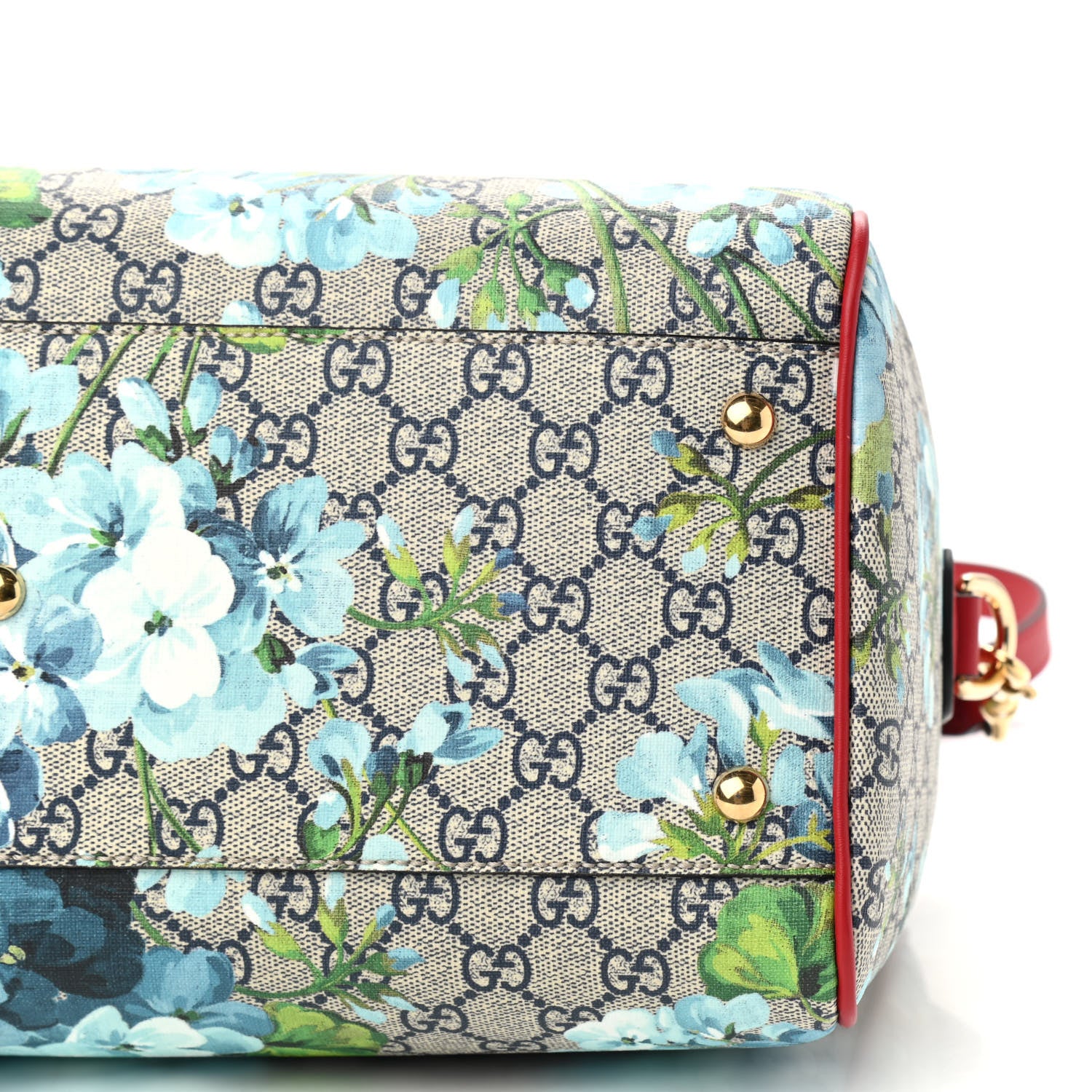 Gucci GG Supreme Monogram Blooms Medium Boston Beige Blue Navy Hibiscus Red 8 of 8