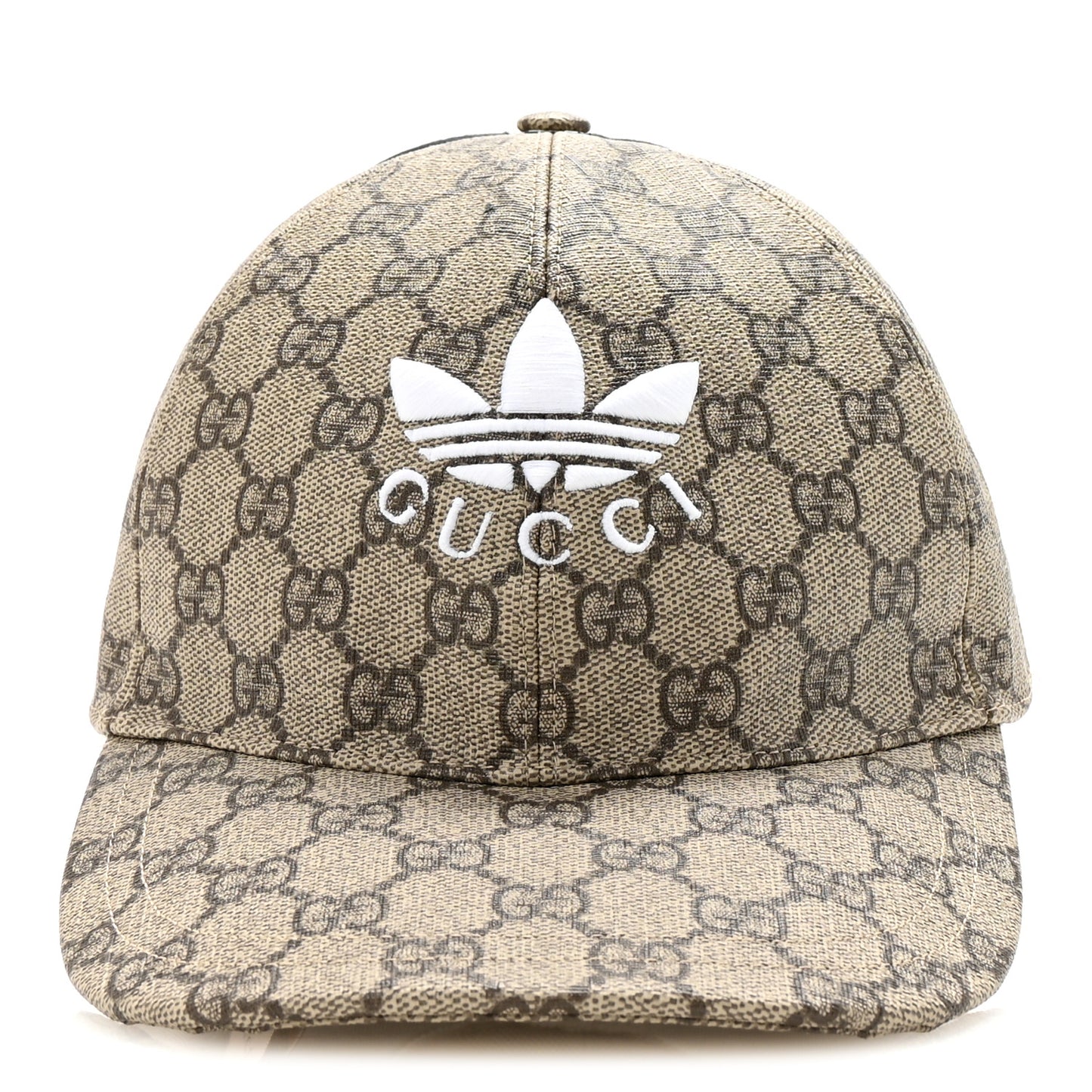 X ADIDAS GG Supreme Monogram Double Sided Baseball Hat M Beige Ebony Black