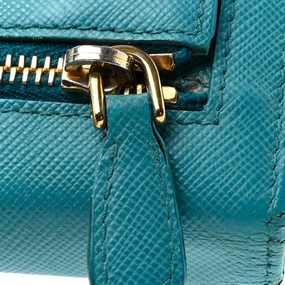 Prada Saffiano Metal Continental Flap Wallet Pavone 10 of 11