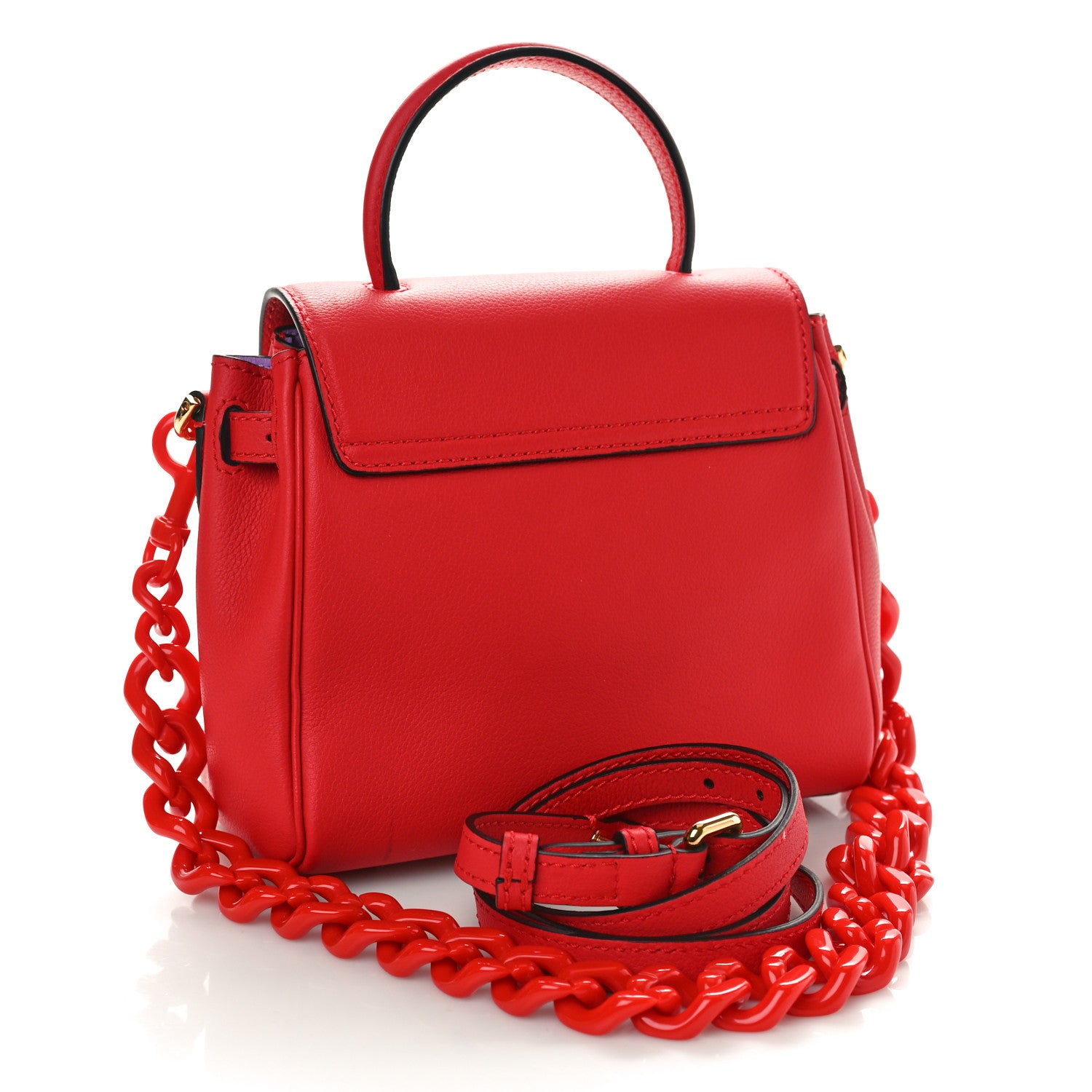 Versace Grained Calfskin Small La Medusa Top Handle Bag Red 3 of 10