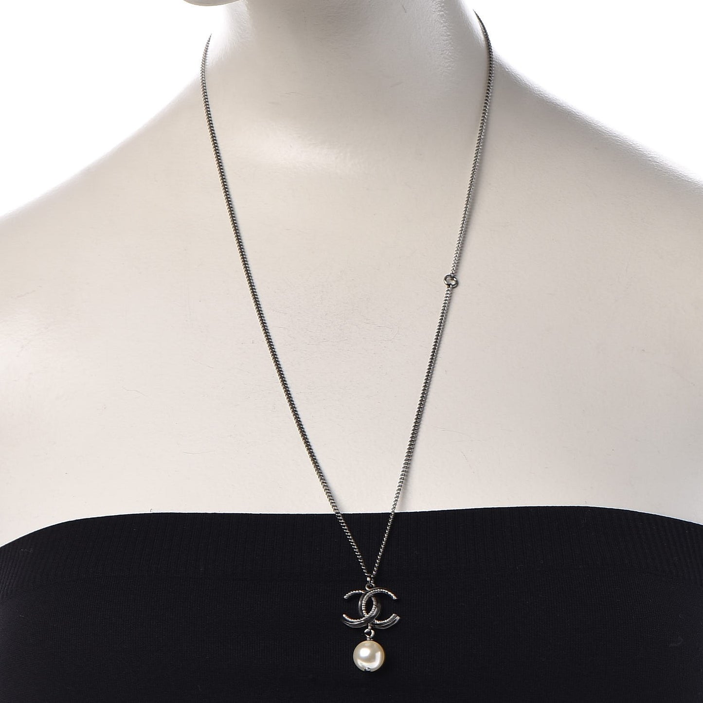 Ruthenium CC Pearl Drop Necklace
