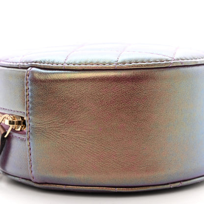 Chanel Iridescent Lambskin Quilted Round Clutch With Chain Purple 9 of 11