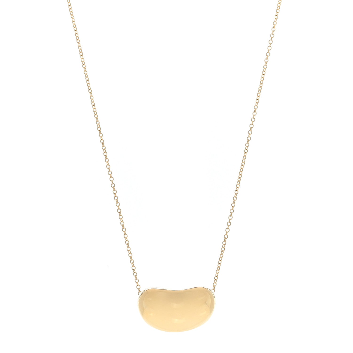 Tiffany 18K Yellow Gold 20mm Elsa Peretti Bean Pendant Necklace 1 of 4