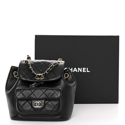 Chanel Lambskin Quilted Small Duma Drawstring Backpack Black 11 of 11