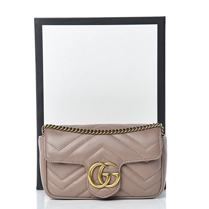 Gucci Calfskin Matelasse Super Mini GG Marmont Shoulder Bag Porcelain Rose 10 of 10