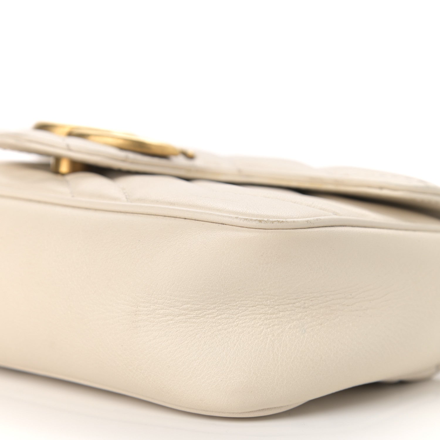 Gucci Calfskin Matelasse Super Mini GG Marmont Shoulder Bag White 10 of 13