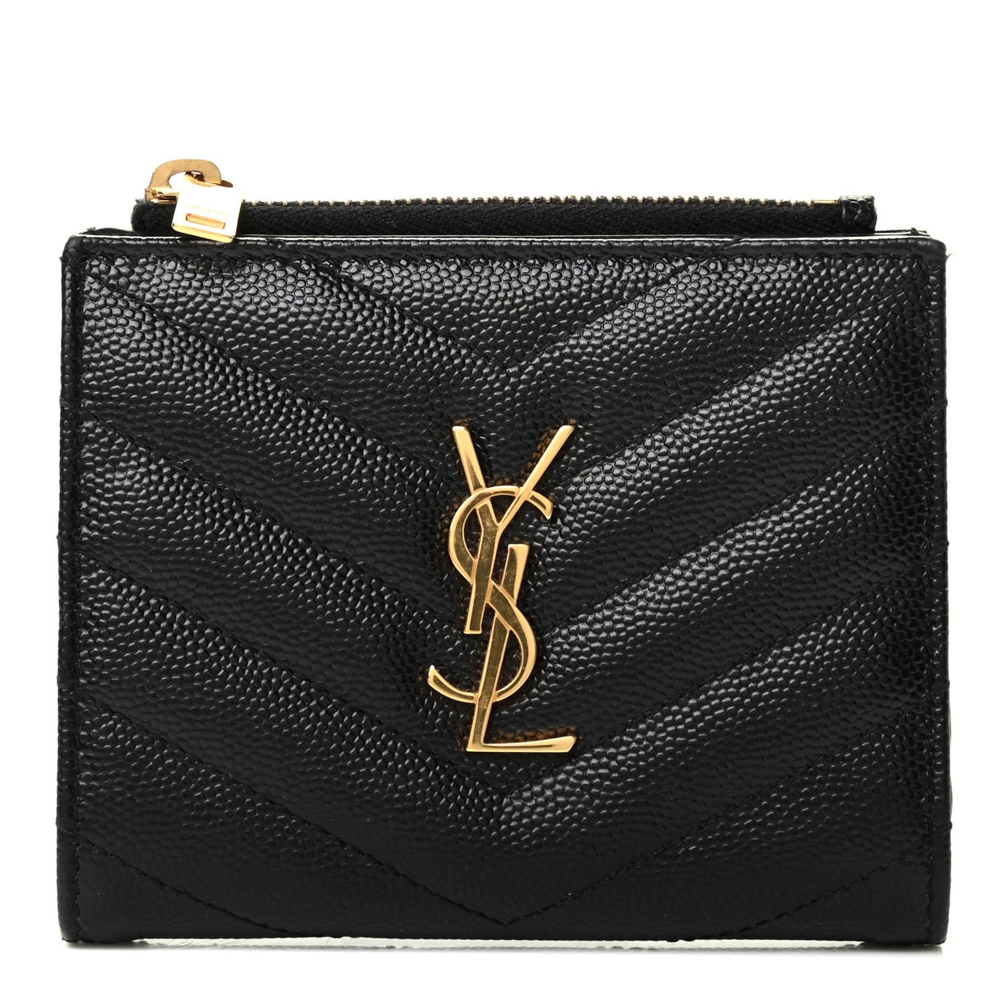 Grain De Poudre Matelasse Chevron Monogram Zipped Card Case Black
