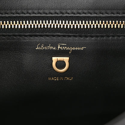 Salvatore Ferragamo Calfskin Quilted Gancini Top Handle Flap Bag Black 6 of 12