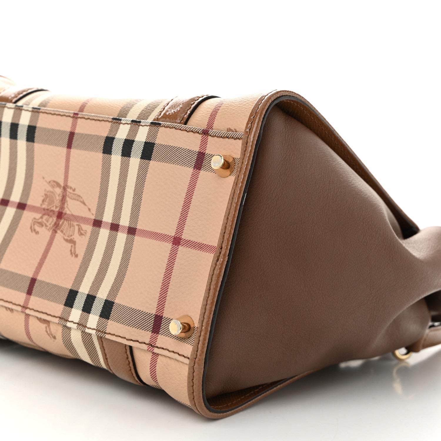 Burberry Patent Haymarket Check Small Dinton Tote Mid Camel 11 of 13