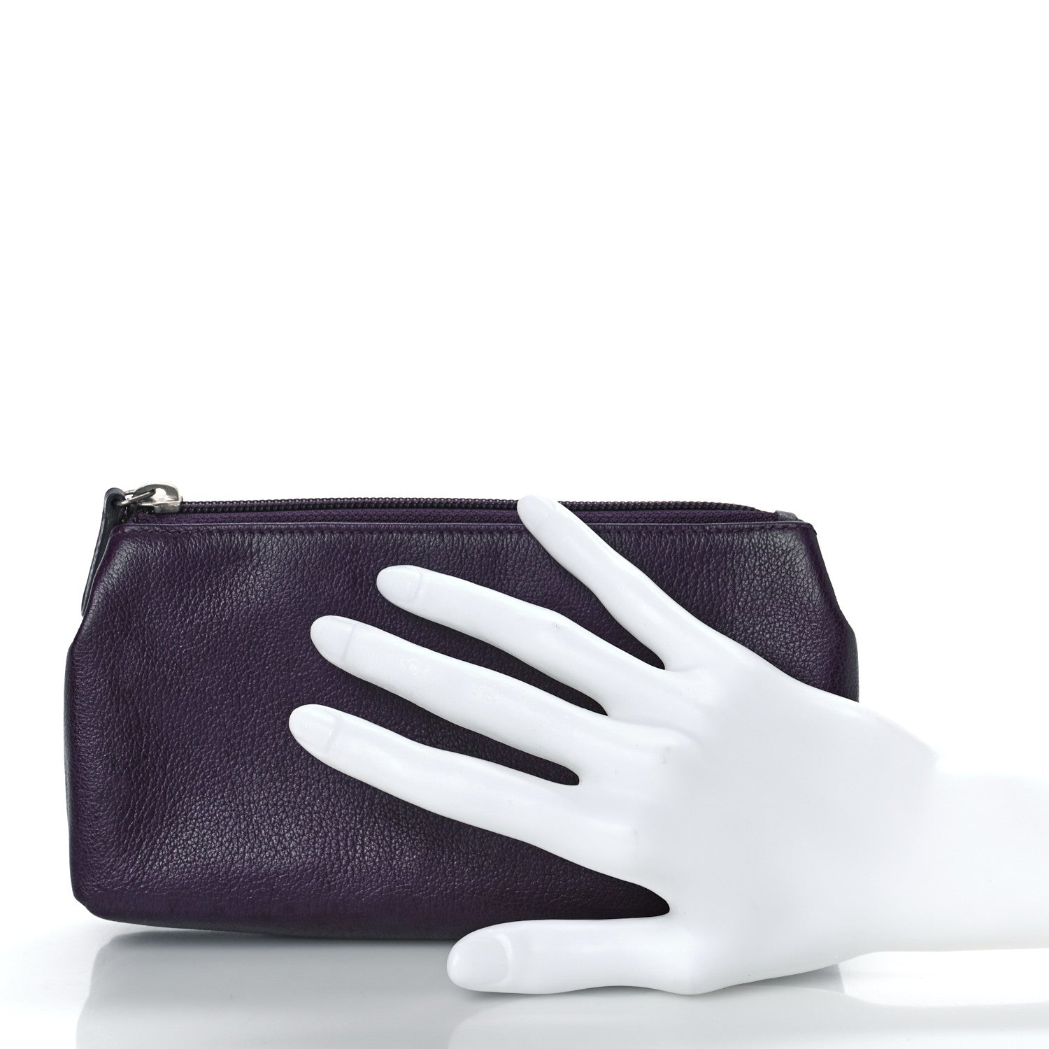 Chanel Goatskin Camellia Embossed Cosmetic Case Purple 2 of 9
