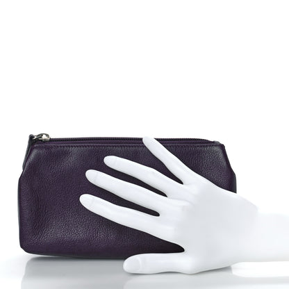 Chanel Goatskin Camellia Embossed Cosmetic Case Purple 2 of 9