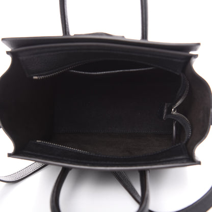 Celine Drummed Calfskin Nano Luggage Black 5 of 9