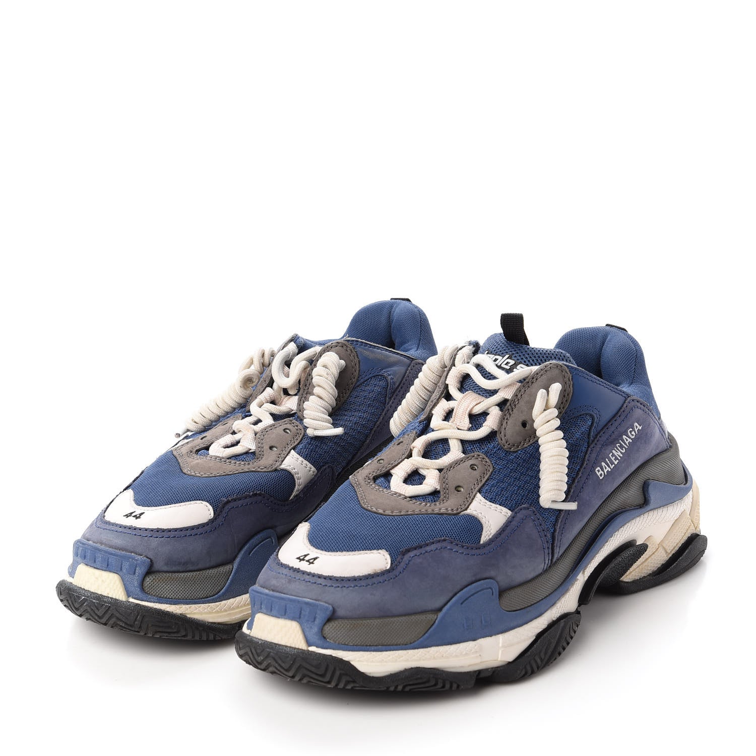 Balenciaga Mesh Nubuck Mens Triple S Sneakers 44 Navy Gris 3 of 10