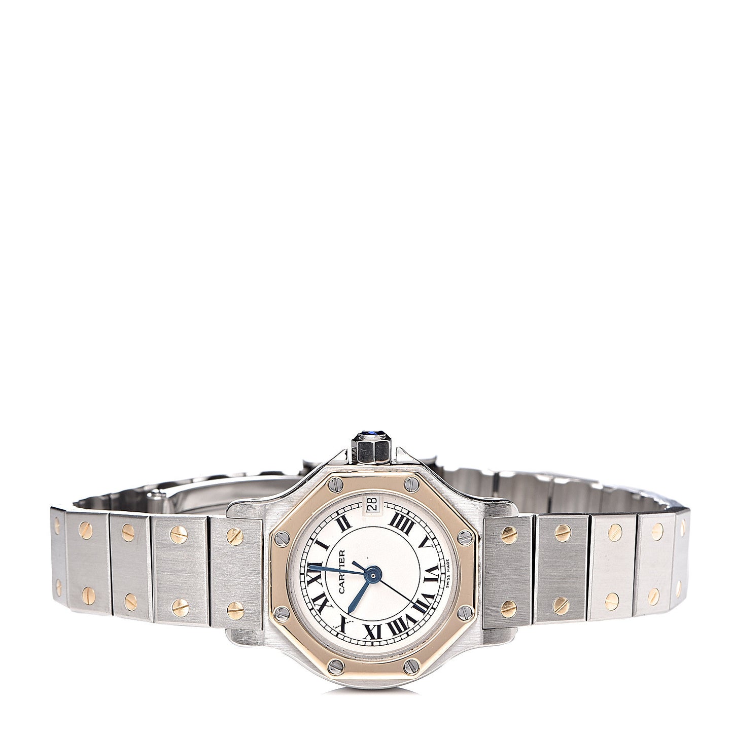 Stainless Steel 18K Yellow Gold 25mm Santos Octagon Quartz Watch