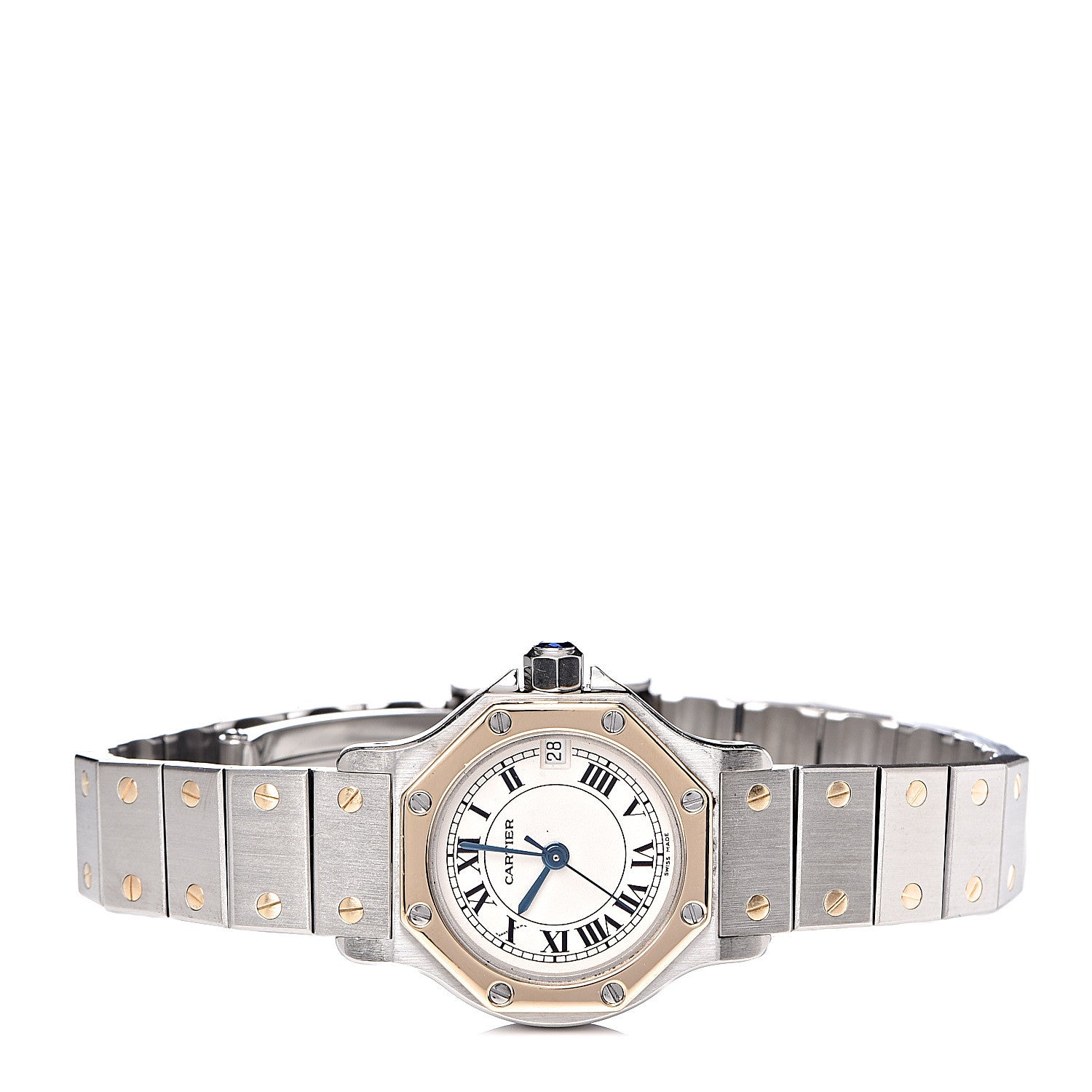 Cartier Stainless Steel 18K Yellow Gold 25mm Santos Octagon Quartz Watch 3 of 7