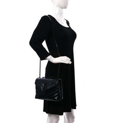 Saint Laurent Calfskin Y Quilted Monogram Small Loulou Chain Satchel Black 2 of 10