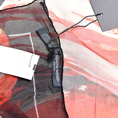 Alexander McQueen Silk Chiffon Exploding Tulip Scarf Black Pink 4 of 7