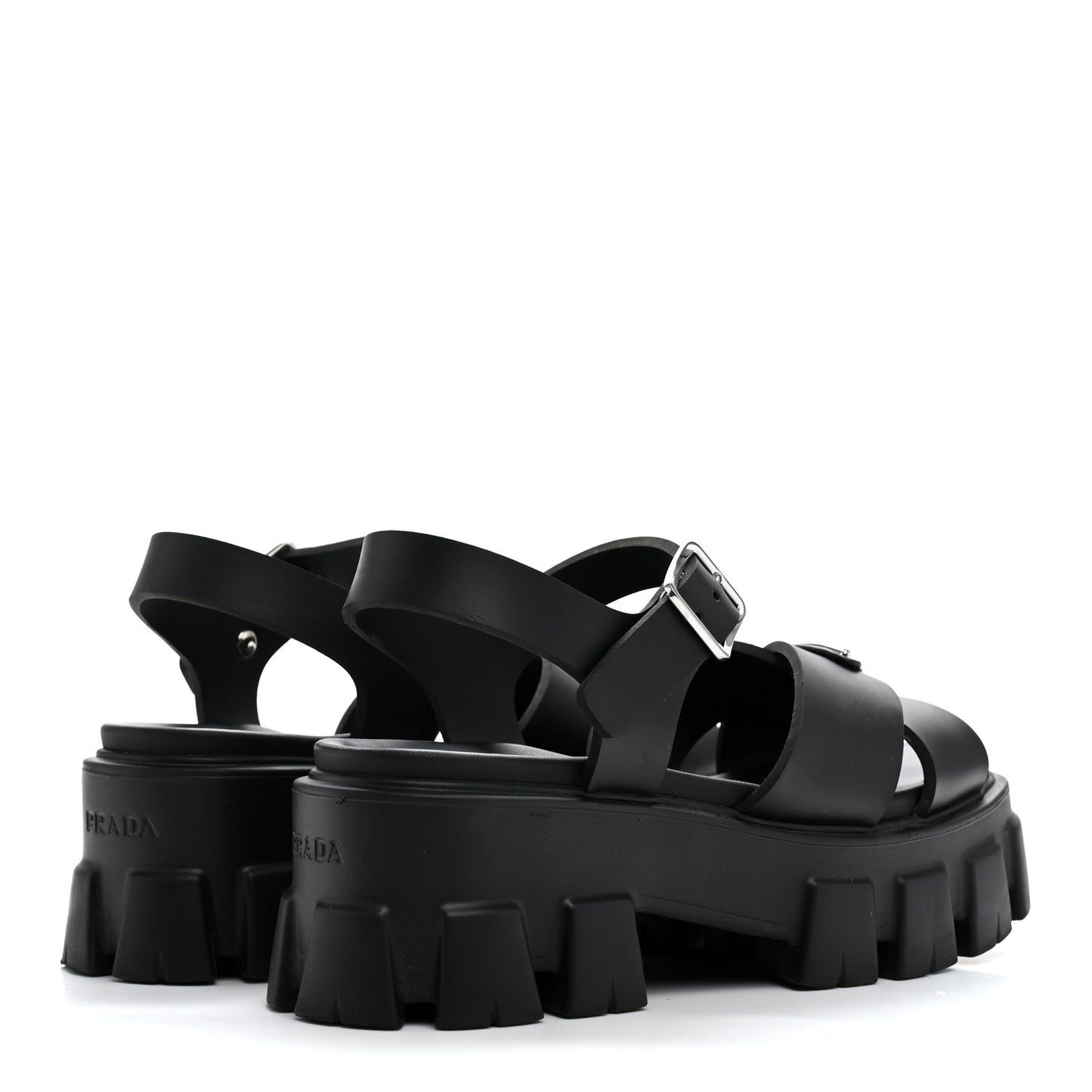 Foam Rubber Metal Triangle Logo Monolith 55mm Soft Cage Sandals 37 Black