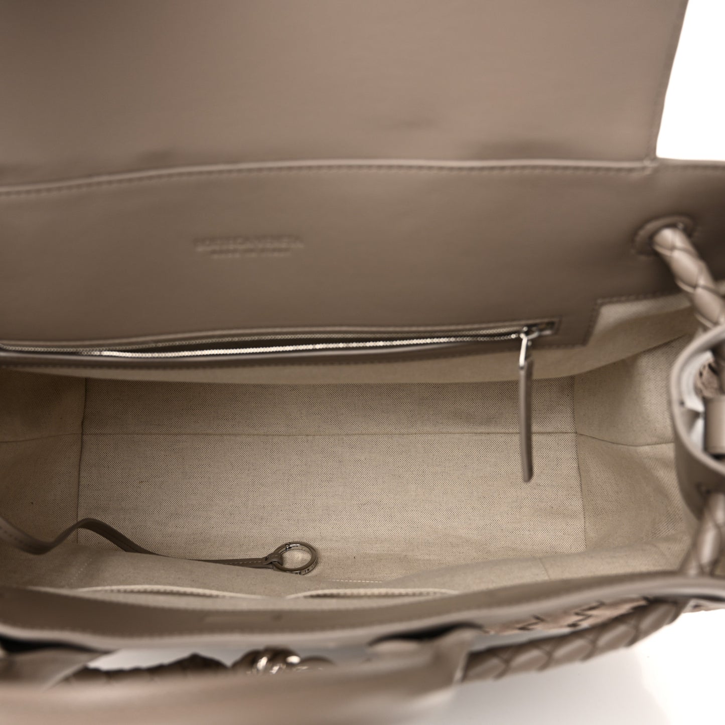 Suede Calfskin Intrecciato Andiamo Voyager Limestone