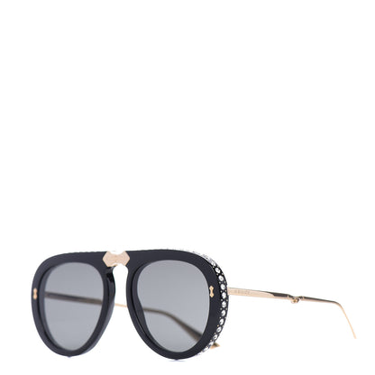 Gucci Acetate Crystal Foldable Aviator Sunglasses GG0307S Black 1 of 8