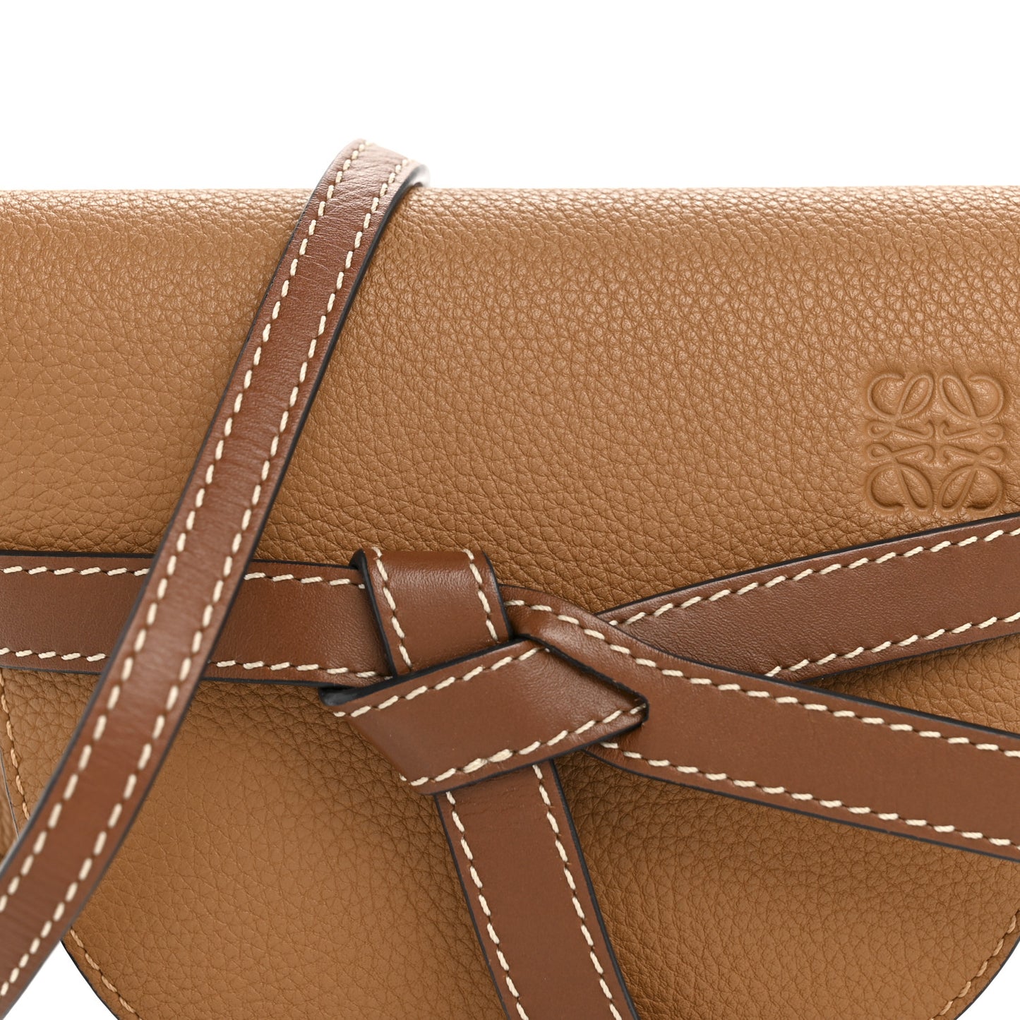 Grained Calfskin Mini Gate Crossbody Bag Caramel Pecan