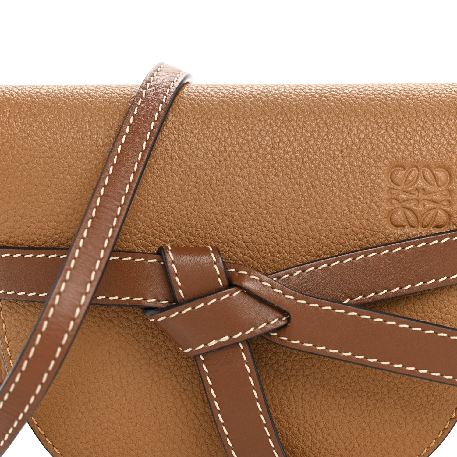 Loewe Grained Calfskin Mini Gate Crossbody Bag Caramel Pecan 7 of 9