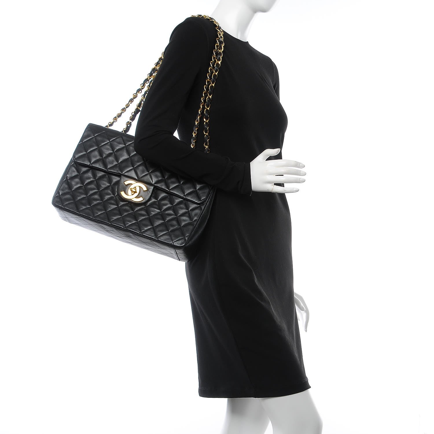 Chanel Lambskin Quilted XL Jumbo Single Flap Black 3 of 14