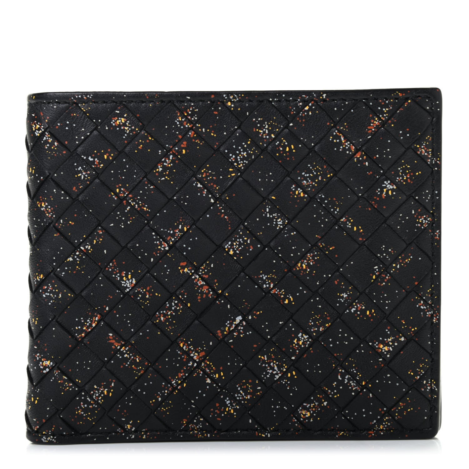 Bottega Veneta Nappa Intrecciato Paint Splatter Print Bi-Fold Wallet Black 1 of 8