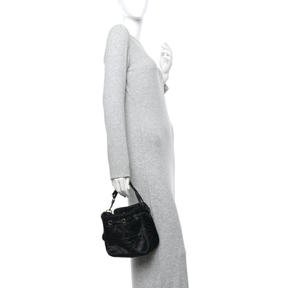 Christian Dior Pony Hair Cannage Drawstring Bag Black 2 of 12