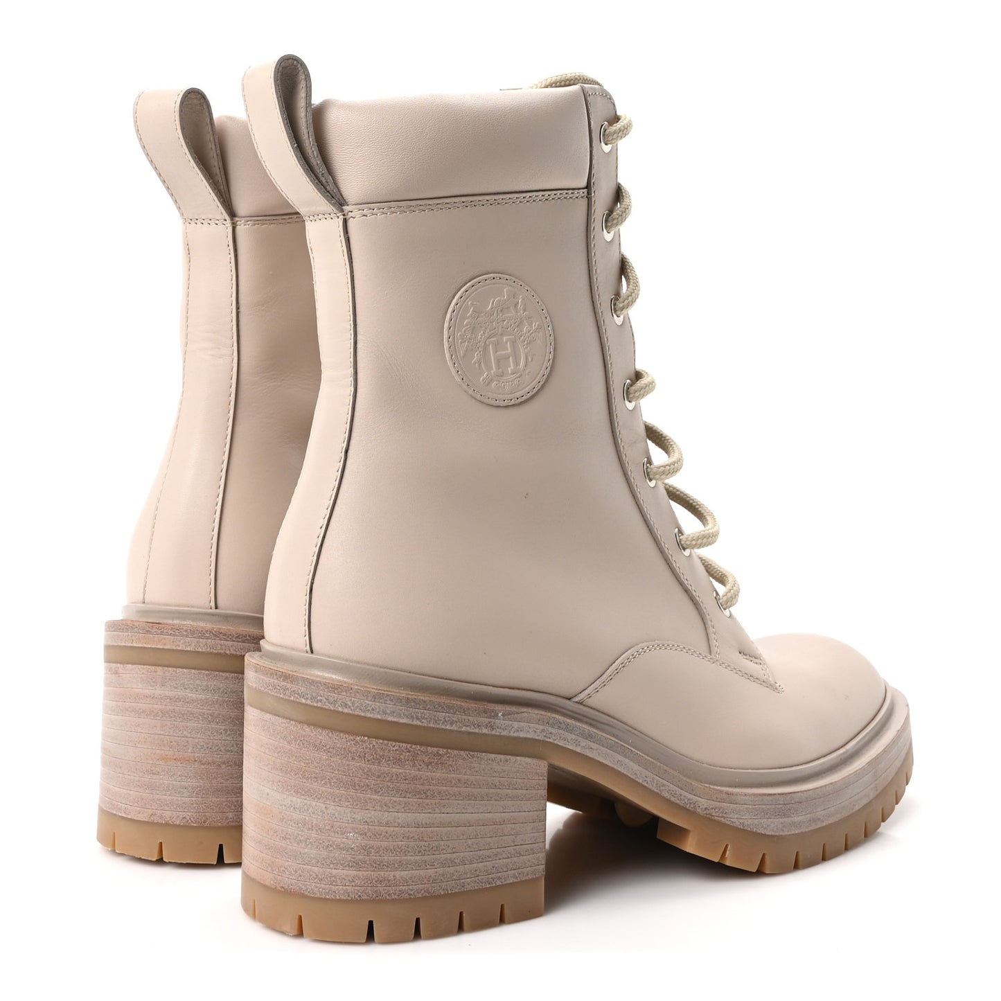 Calfskin Bridge Ankle Boots 37.5 Beige Grege