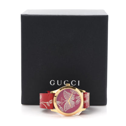 Gucci Stainless Steel Calfskin 38mm G-Timeless Butterfly Quartz Watch Red 5 of 5