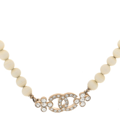 Chanel Enamel Crystal CC Flower Choker Necklace White Light Gold 1 of 5