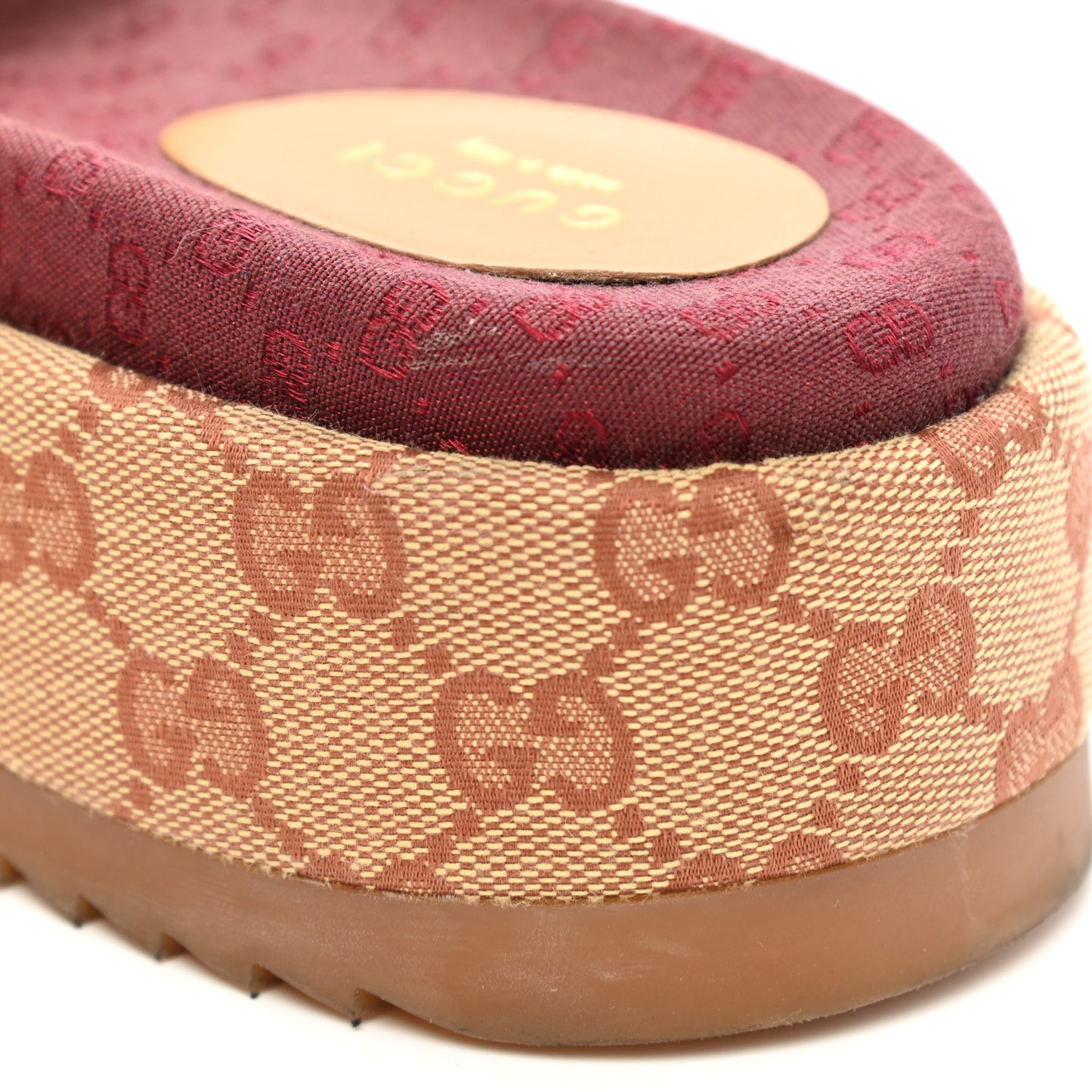 Canvas GG Monogram Angelina Platform Slide Sandals 37.5 Beige Ruggine