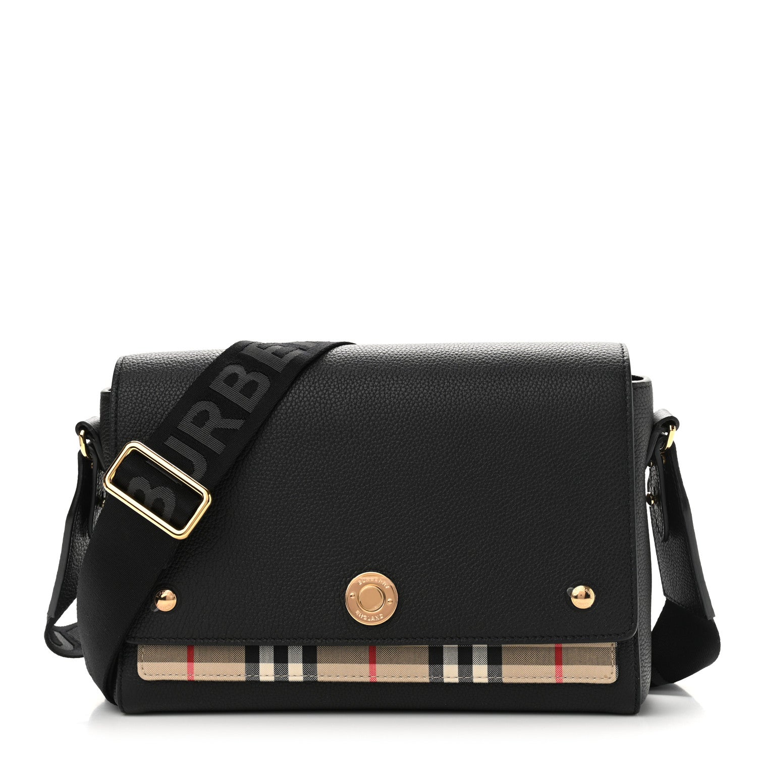 Burberry Grainy Calfskin Vintage Check Note Crossbody Bag Black 1 of 8