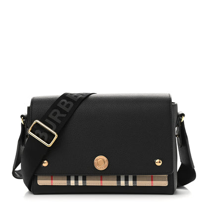 Burberry Grainy Calfskin Vintage Check Note Crossbody Bag Black 1 of 8