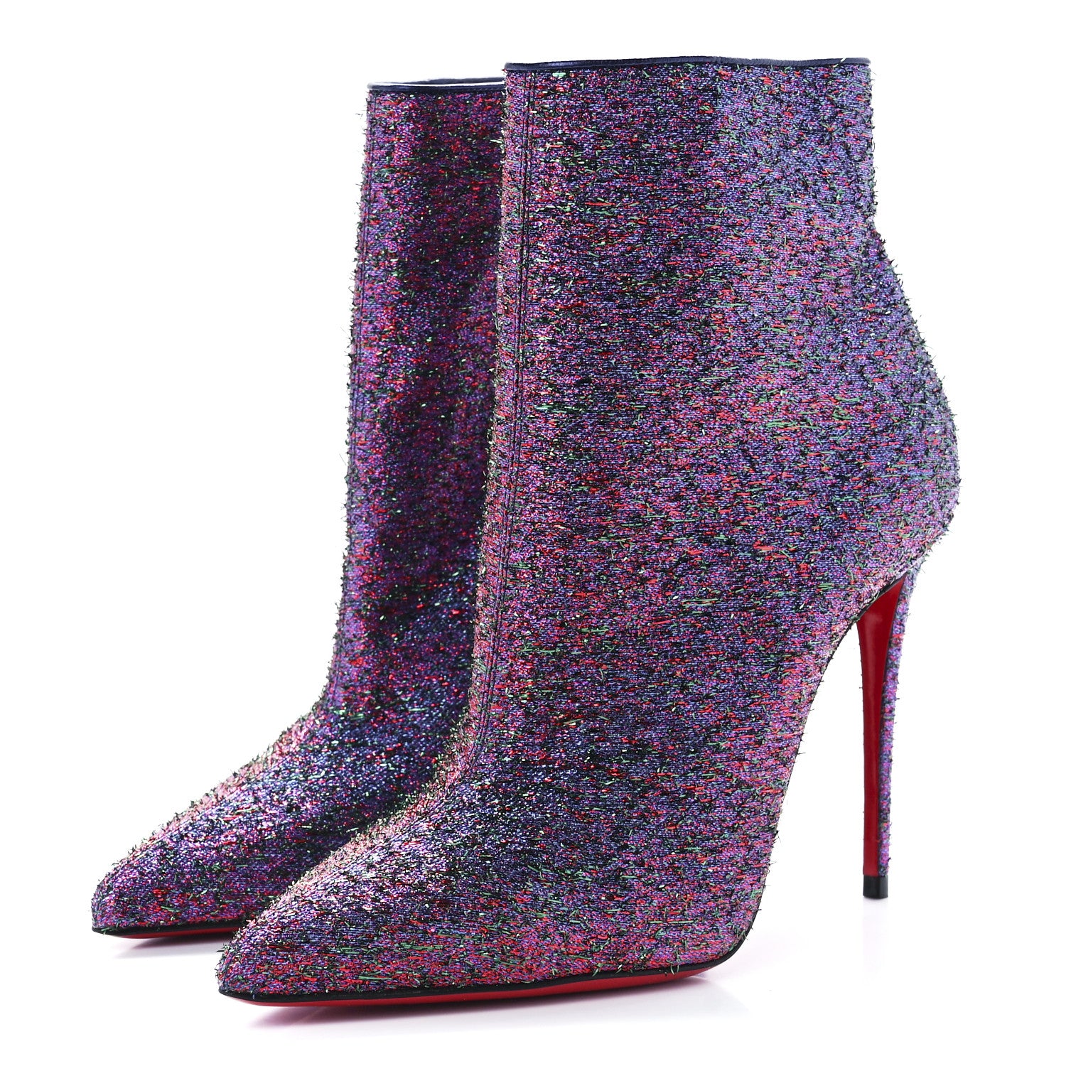 Christian Louboutin Satin So Kate Starlight Booty 100 Ankle Boots 37.5 Purple Multicolor 3 of 7