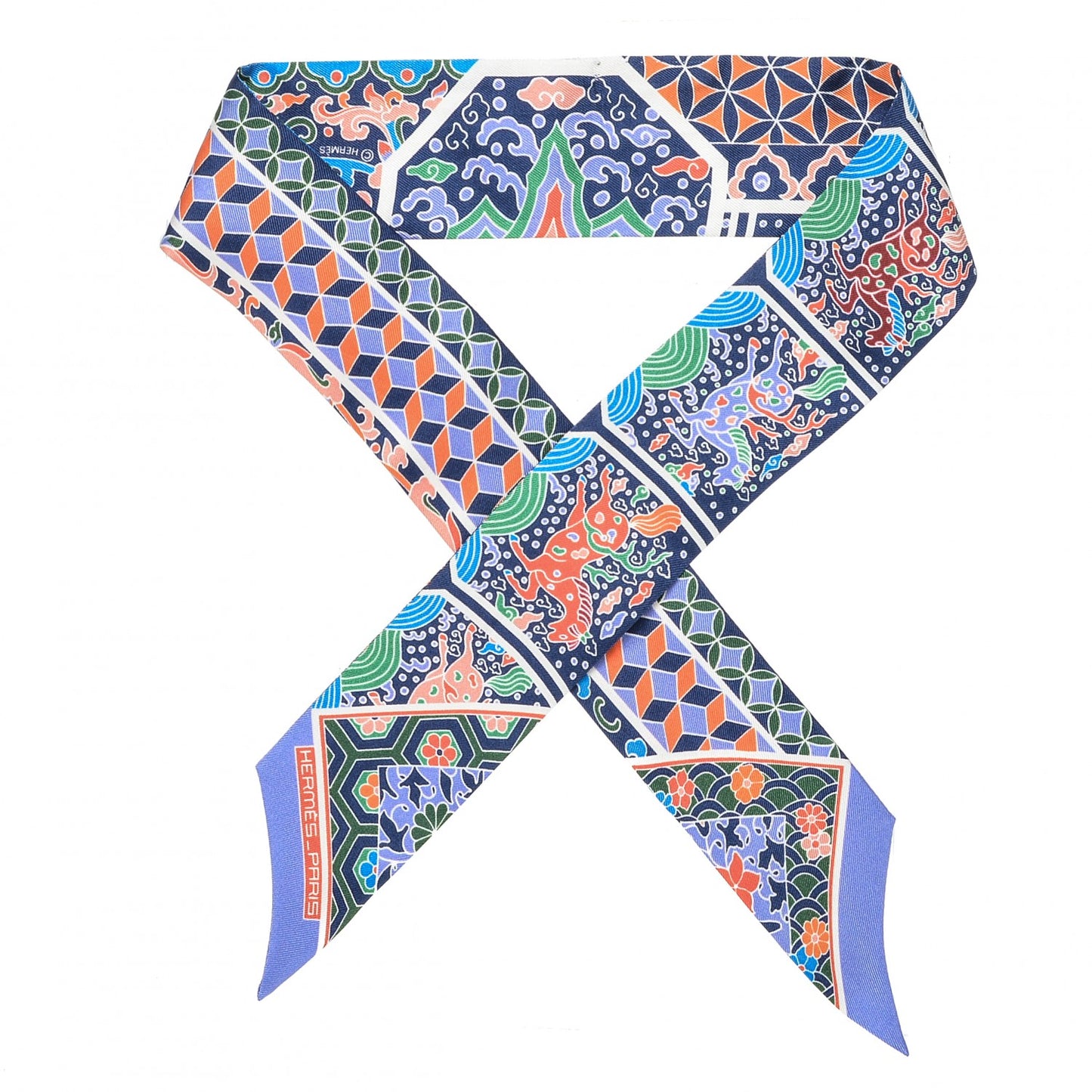 Silk Collections Imperiales Twilly Lavande Bleu Orange